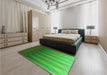 Patterned Green Rug in a Bedroom, pat3984grn