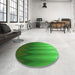 Round Patterned Green Rug in a Office, pat3984grn