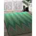 Machine Washable Transitional Medium Forest Green Rug in a Family Room, wshpat3984lblu