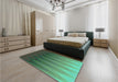 Patterned Medium Forest Green Rug in a Bedroom, pat3984lblu