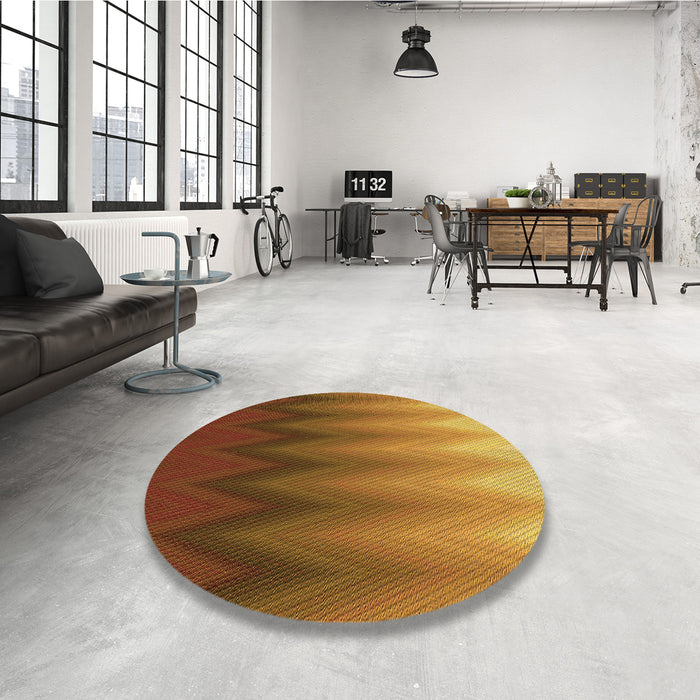 Round Patterned Tomato Red Rug in a Office, pat3984org