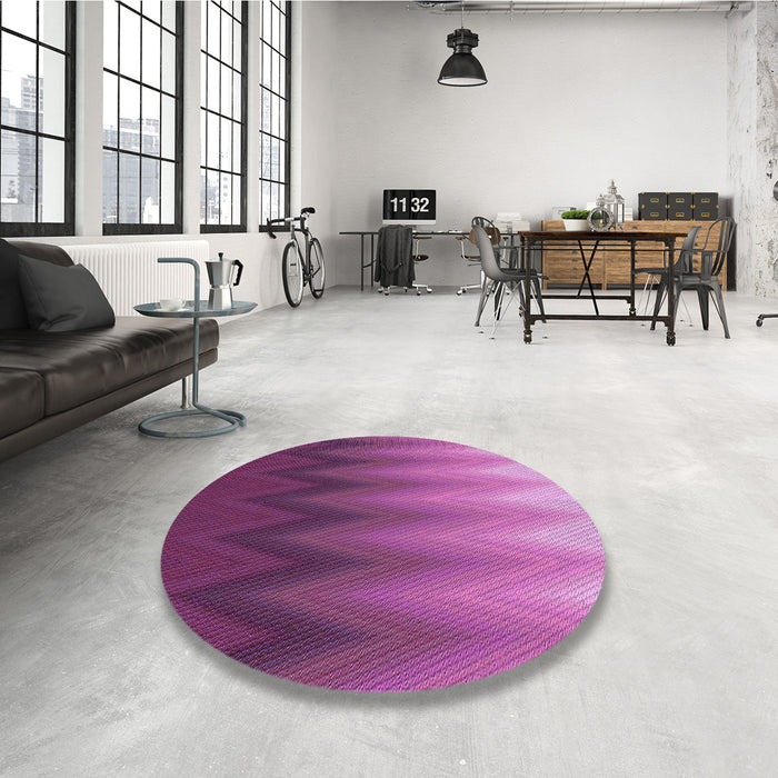 Round Patterned Dark Magenta Purple Rug in a Office, pat3984pur