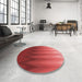 Round Patterned Red Rug in a Office, pat3984rd