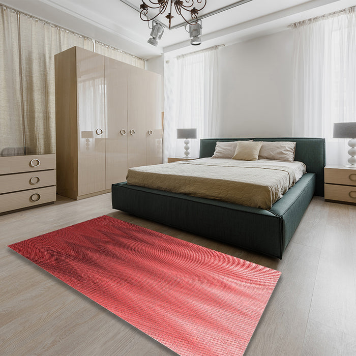 Round Machine Washable Transitional Red Rug in a Office, wshpat3984rd