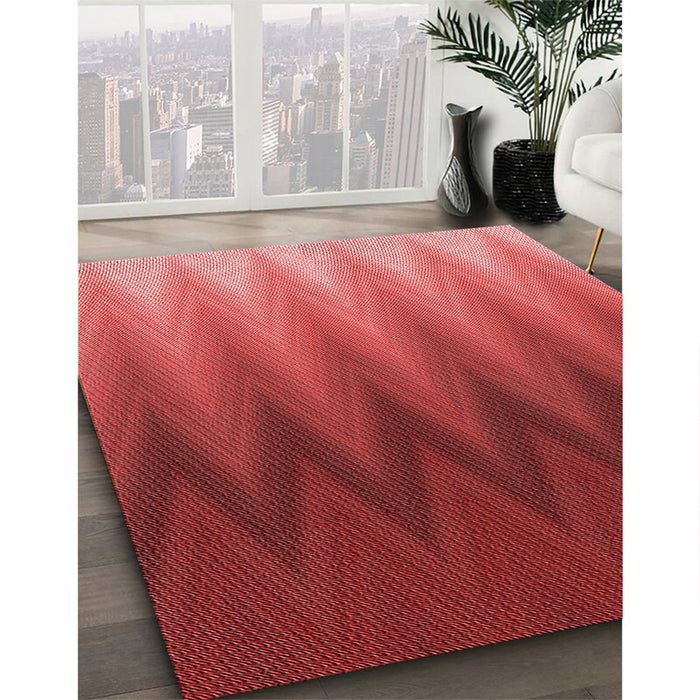 Patterned Red Rug in Family Room, pat3984rd