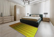 Patterned Dark Bronze Brown Rug in a Bedroom, pat3984yw