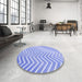 Round Patterned Sky Blue Rug in a Office, pat3985blu