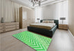 Patterned Green Rug in a Bedroom, pat3985grn