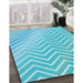 Machine Washable Transitional Bright Turquoise Blue Rug in a Family Room, wshpat3985lblu