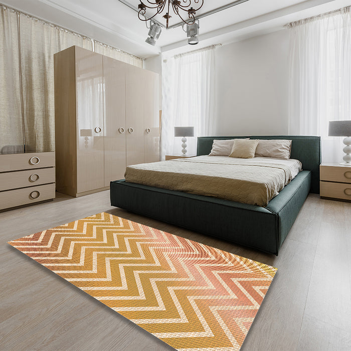 Patterned Orange Rug in a Bedroom, pat3985org