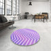 Round Patterned Purple Rug in a Office, pat3985pur