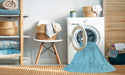 Machine Washable Transitional Bright Turquoise Blue Rug in a Washing Machine, wshpat3986lblu