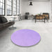 Round Patterned Purple Rug in a Office, pat3986pur