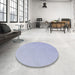 Round Machine Washable Transitional Lavender Blue Rug in a Office, wshpat3986