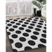 Patterned Charcoal Black Novelty Rug in Family Room, pat398