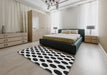 Machine Washable Transitional Charcoal Black Rug in a Bedroom, wshpat398
