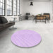 Round Patterned Violet Purple Rug in a Office, pat399pur