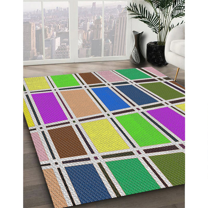 Patterned Sage Green Novelty Rug in Family Room, pat39