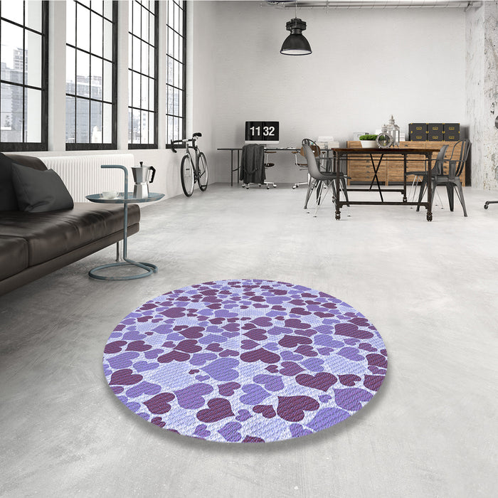 Round Patterned Purple Violet Purple Rug in a Office, pat4blu