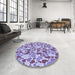 Round Patterned Purple Violet Purple Rug in a Office, pat4blu