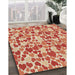 Machine Washable Transitional Scarlet Red Rug in a Family Room, wshpat4brn