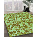 Patterned Dark Yellow Green Rug in Family Room, pat4grn
