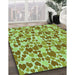 Machine Washable Transitional Dark Yellow Green Rug in a Family Room, wshpat4grn