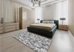 Patterned Platinum Silver Gray Rug in a Bedroom, pat4gry