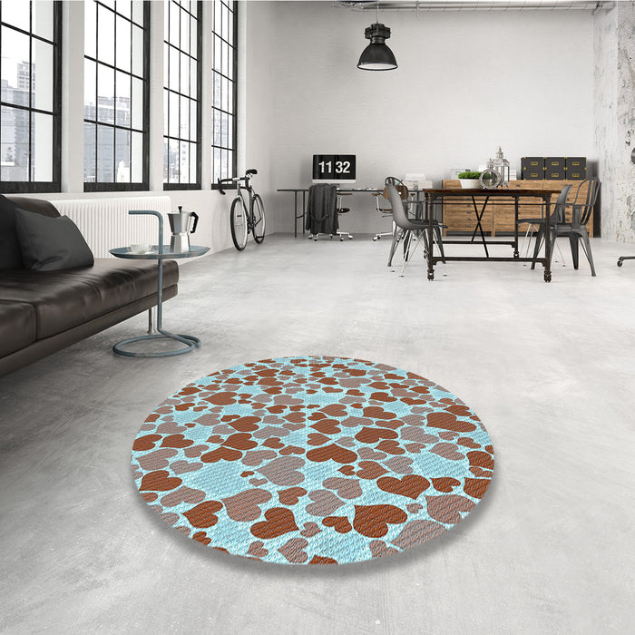 Round Patterned Chestnut Red Rug in a Office, pat4lblu