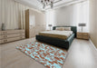 Patterned Chestnut Red Rug in a Bedroom, pat4lblu