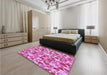 Patterned Deep Pink Rug in a Bedroom, pat4pur