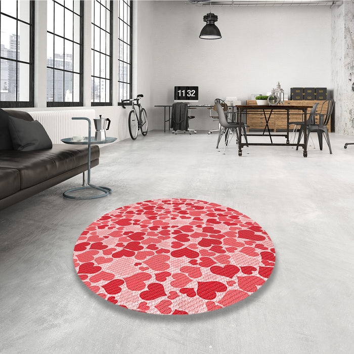 Round Patterned Pastel Pink Rug in a Office, pat4rd
