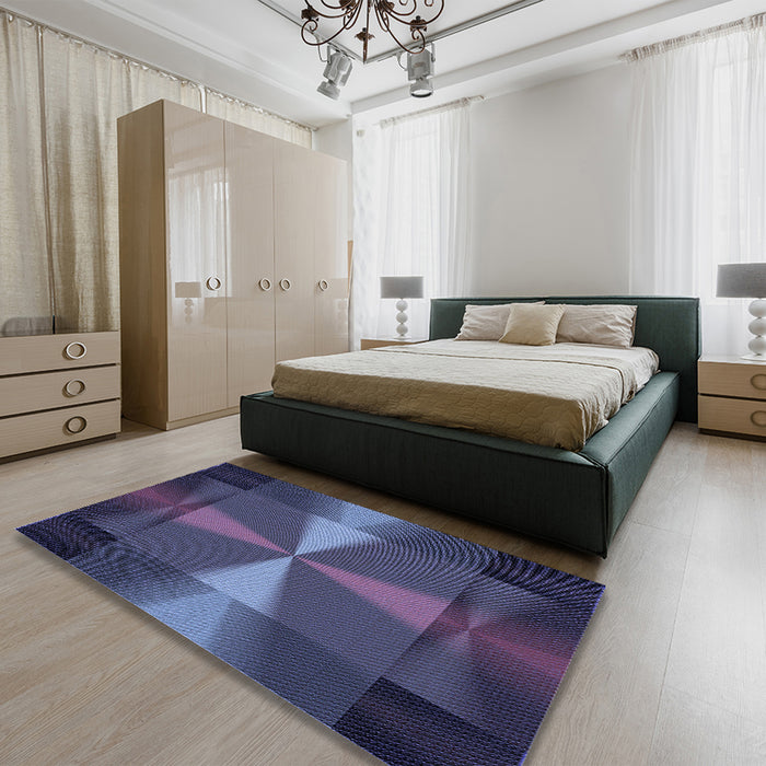 Patterned Slate Blue Rug in Family Room, pat40blu