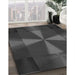 Patterned Charcoal Black Rug in Family Room, pat40gry