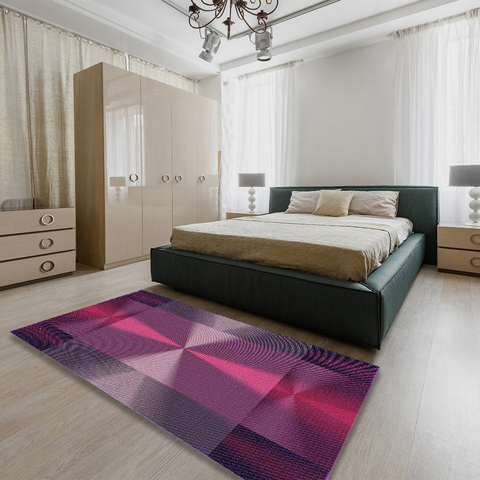 Patterned Pink Plum Purple Rug in Family Room, pat40pur