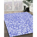 Patterned Lavender Blue Rug in Family Room, pat400blu