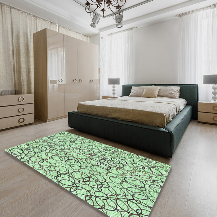 Round Machine Washable Transitional Mint Green Rug in a Office, wshpat400grn