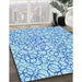 Patterned Blue Rug in Family Room, pat400lblu