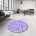 Round Patterned Purple Rug in a Office, pat400pur