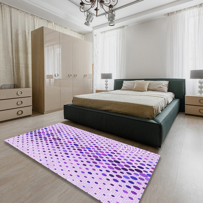 Round Machine Washable Transitional Purple Rug in a Office, wshpat401pur