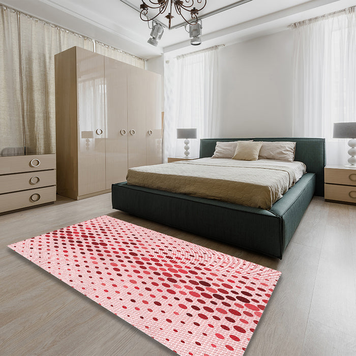 Round Machine Washable Transitional Light Rose Pink Rug in a Office, wshpat401rd