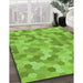 Patterned Apple Green Rug in Family Room, pat402grn