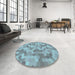 Round Patterned Sky Blue Rug in a Office, pat402lblu