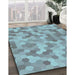 Machine Washable Transitional Sky Blue Rug in a Family Room, wshpat402lblu