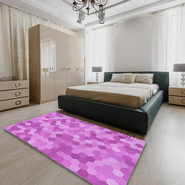 Patterned Violet Purple Rug in a Bedroom, pat402pur
