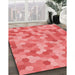 Patterned Ruby Red Rug in Family Room, pat402rd