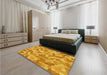 Patterned Neon Orange Rug in a Bedroom, pat402yw