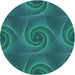 Square Patterned Dark Turquoise Green Rug, pat403lblu