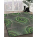 Patterned Dark Forest Green Novelty Rug in Family Room, pat403