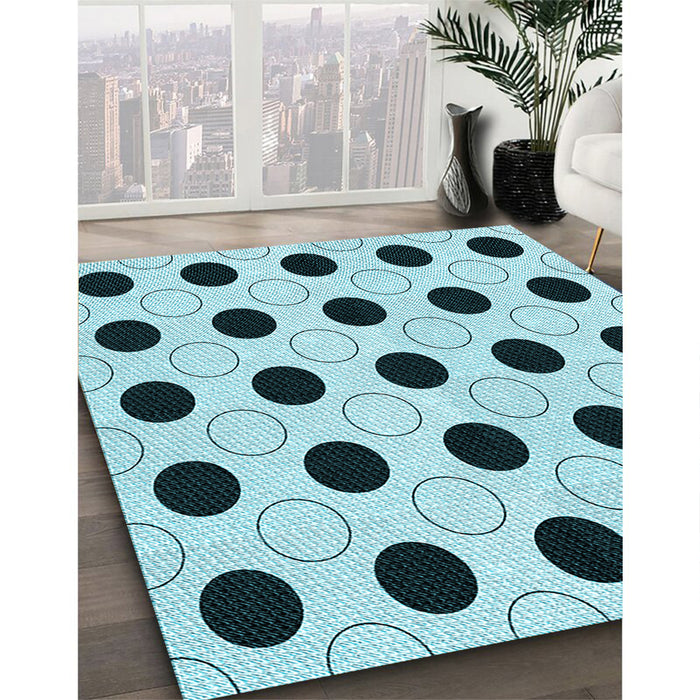 Machine Washable Transitional Aquamarine Stone Green Rug in a Family Room, wshpat404lblu